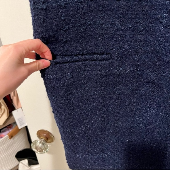 Abercrombie & Fitch Navy Blue Tweed Mini Dress with Pockets XLarge NWOT - Picture 6 of 7